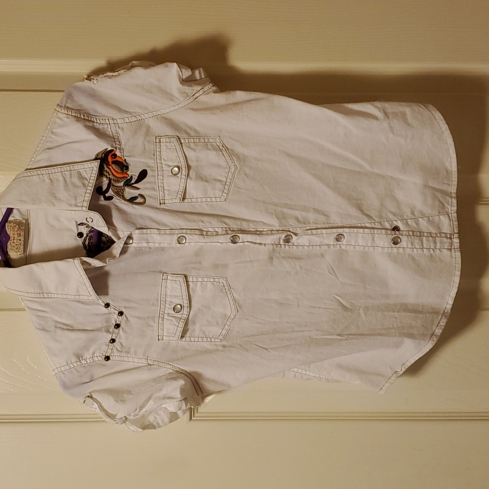 Moon South Western Embroidered Snap Front Blouse